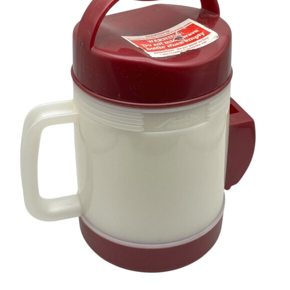 Vintage Aladdin Heat And Go Microwave Lunch Container White & Maroon No Spoon - Picture 1 of 7